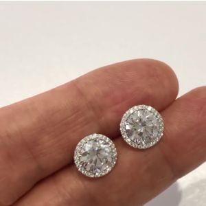 Halo Round Cut Stud Earrings