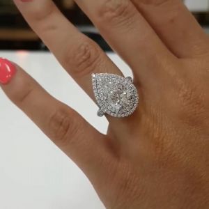 Double Halo Pear Cut Engagement Ring