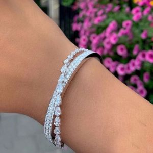 Cross Design Round & Pear Cut Bracelet