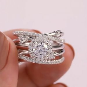 Halo Round Cut Insert Bridal Set