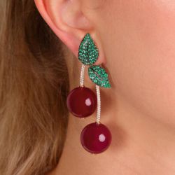 Cherry Dangle Earrings with Sterling Silver