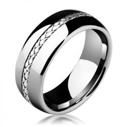 Silver Chain Tungsten Steel Men's Band