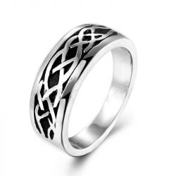 Embossing Setting Titanium Steel Men's Ring