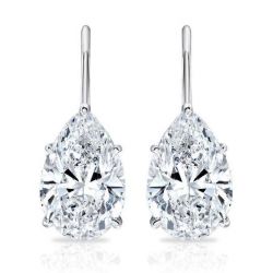 2.1 CT Pear Cut Sterling Silver Dangle Earrings