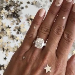 Three Stone Cushion Cut Engagement Ring