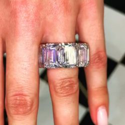 Unique Cocktail Emerald Cut Wedding Band