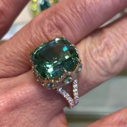 Emerald Golden Hidden Halo Engagement Ring