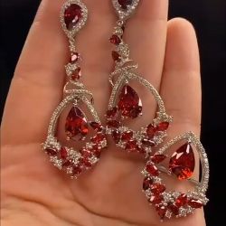 Pear Cut Ruby Earrings & Ring Set