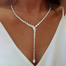 Pear Cut White Sapphire Necklace