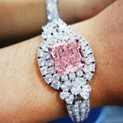 Flower Design Pink Cushion Cut Bracelet